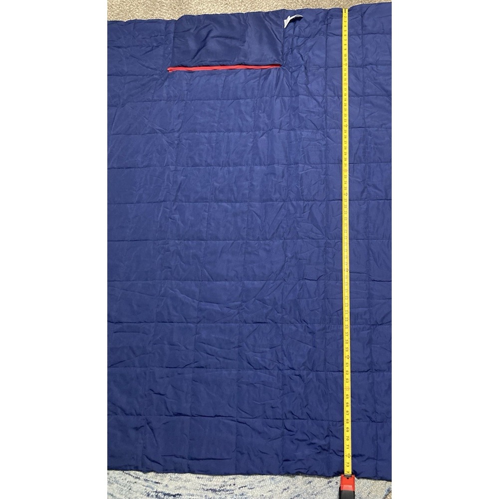 Brookstone Football Stadium Blanket Blue Polyester Zip Closure 72x62 - Picture 7 of 10